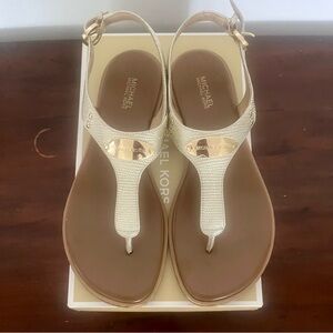 Michael Kors Plate Thong Sandals on Gold
